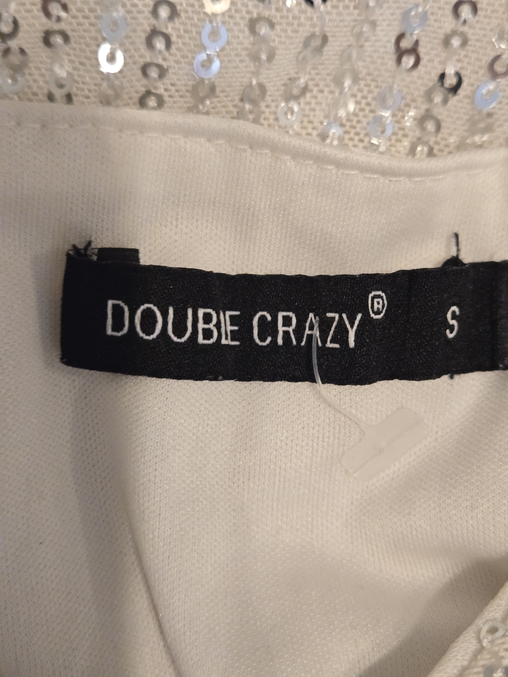 Sequin White/Silver Spaghetti Strap Romper - Picture 3 of 6